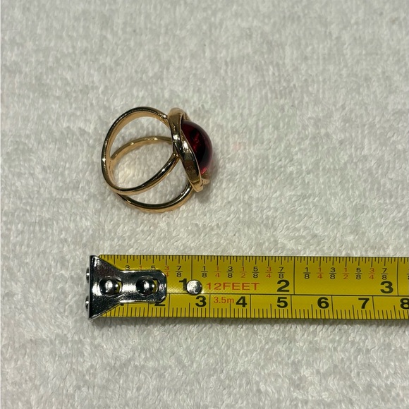 Vintage Style Gold-Tone Red Cabochon Scarf Slide / Scarf Ring / Scarf Clip /Gift - Picture 10 of 11